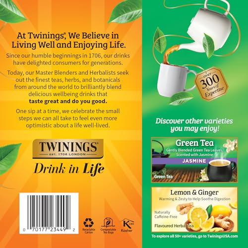 Twinings Pure Green Tea Bags, 100 Count (Pack of 1) - Caffeinated
