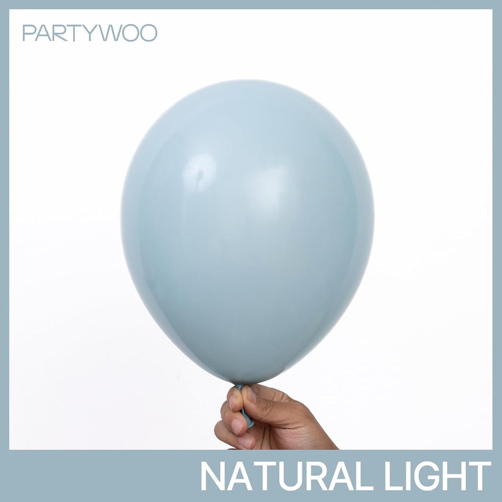 PartyWoo Dusty Blue Balloons - 101pcs 12 Inch Aqua Latex Helium Balloons for Weddings & Celebrations