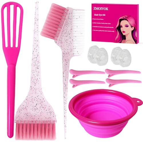 Professional Hair Dye Kit with Bowl Brush and Clips Pink