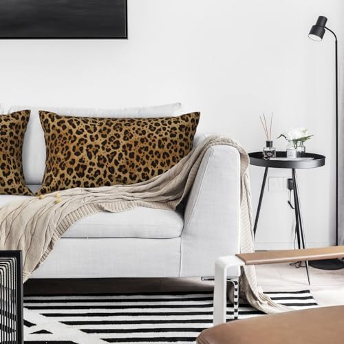 Leopard Print Throw Pillow Cover - 12x20 Inch Polyester Cushion Case