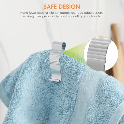 AIEVE Stainless Steel Towel Clips - 4 Pack for Kitchen & Bathroom
