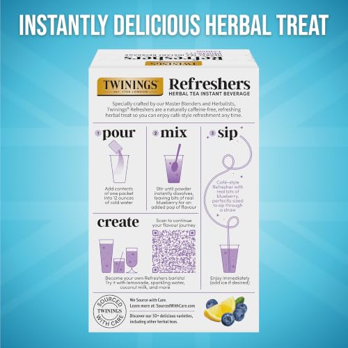 Twinings Blueberry Lemon Refreshers Herbal Drink Mix, 5 Count (Pack of 6)