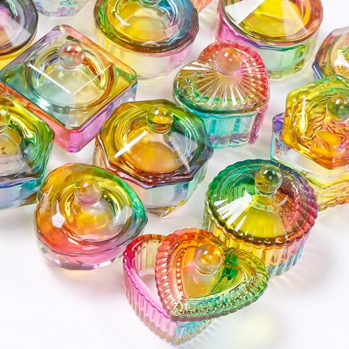 MOIBASE Heart-Shaped Glass Dappen Dish with Lid for Acrylic Liquid Powder