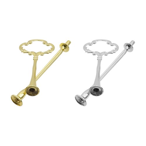 HEVSTIL 2-Tier Cake Stand Hardware Kit – 8PCS Flower Design Tray Fittings for DIY Wedding Cake Stands | Includes Gold & Silver Cake Stand Holders for Party Buffets, Showcases & Home Decor