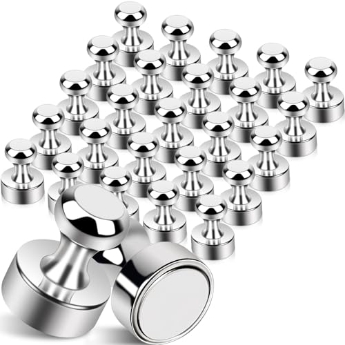 MIN CI Silver 25 Pcs Strong Fridge Magnets - Small Push Pin Magnets