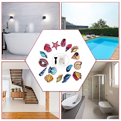 Secopad Non-Slip Bathtub Stickers, Sea Shell Shower Floor Decals - 16 Pack