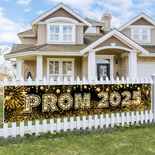Class of 2025 Graduation & Prom Banner Gold Party Decoration Backdrop