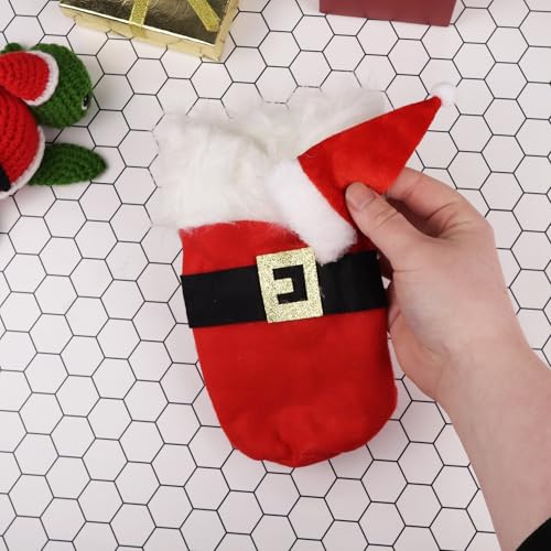 Needzo Santa Claus Hat and Coat Wine Bottle Cover 5.5 x 9 Inches
