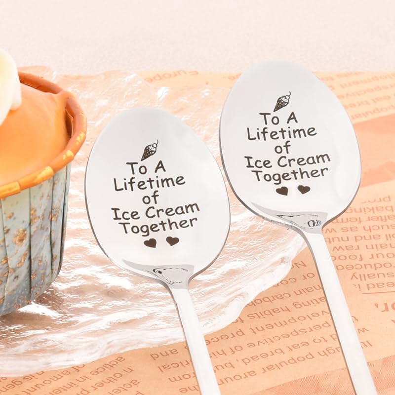 To a Lifetime of Ice Cream Together Wedding Engagement Gift Spoon for Girlfriend & Boyfriend