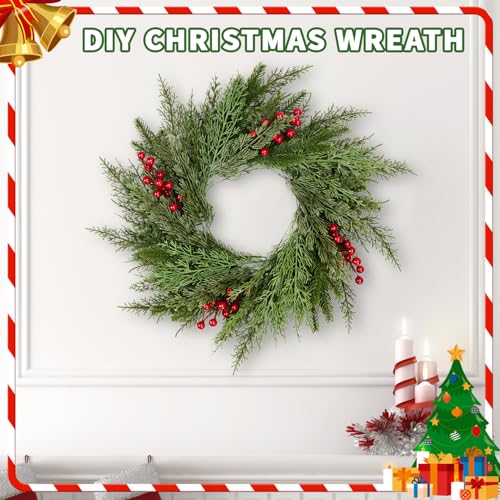 Artificial Pine Branches Set of 40 Assorted Faux Evergreen Stems for Christmas Wreaths & Garlands - Green