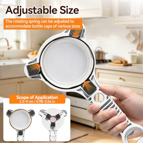 Komirom 4-in-1 Adjustable Jar Opener for Weak Hands - White