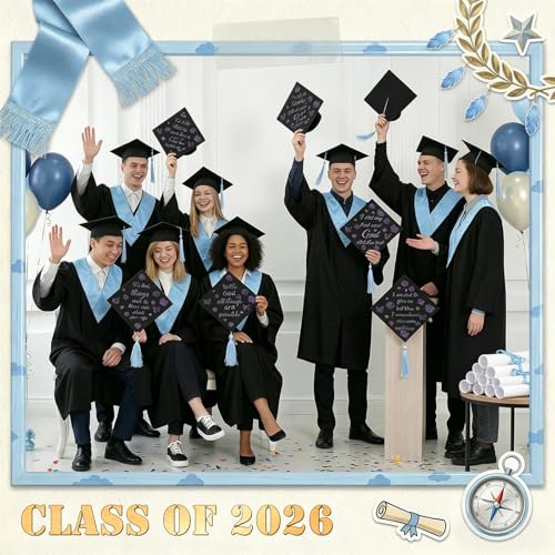 2026 Graduation Cap Decorations - 12 Pcs Purple Glitter Stickers & DIY Toppers