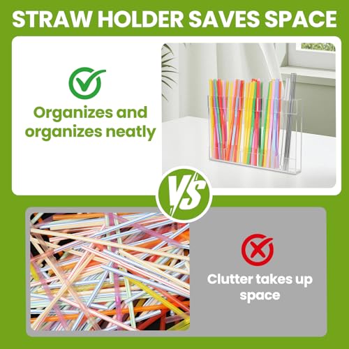 9.8-Inch Acrylic Straw Holder - Reusable Organizer for Straws