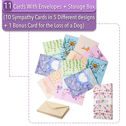 Sympathy Cards Set - 11 Large 5" x 7" Cards with Envelopes