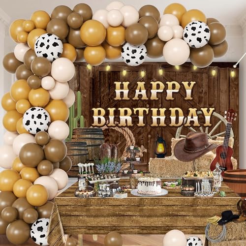 Wild West Cowboy Birthday Party Decorations Set with Balloon Arch & Backdrop