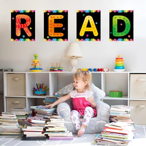 COCHIE Reading Posters Set of 4 - Classroom Decor for Kids