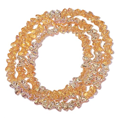 Song Xi 60pcs Orange Bowknot Glass Beads for Jewelry Making