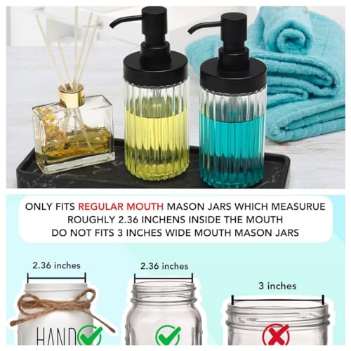 Suanti Matte Black Mason Jar Soap Dispenser Pump Lids - 2 Pack Regular Mouth