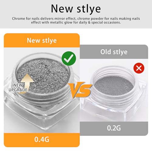 UTLANEYA 2Pcs Gold and Silver Chrome Nail Powder Metallic Mirror Effect Pigment