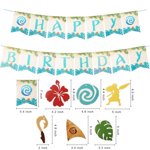 Chanaco Tropical Moana Birthday Decoration Set - Blue Party Supplies