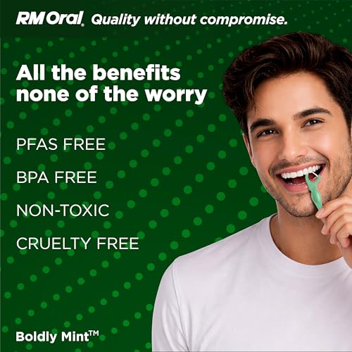 RM Oral Boldly Mint Dental Flossers 90 Count Shred-Resistant Picks