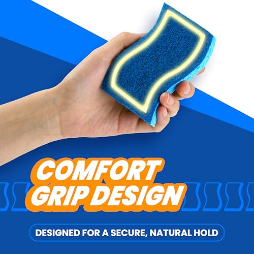 SCRUBIT Non-Scratch Kitchen Sponges - 30 Pack Dual-Action Cleaning