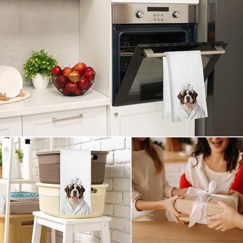 Saint Bernard Hand Towels - Funny Dog Decor for Kitchen & Bath, 16x24 inch