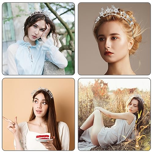 Star Halo Crown Silver Headpiece Rhinestone Tiara for Women