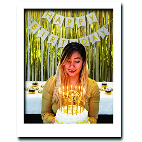 Pre-Strung Happy Birthday Banner - White & Gold Party Decoration