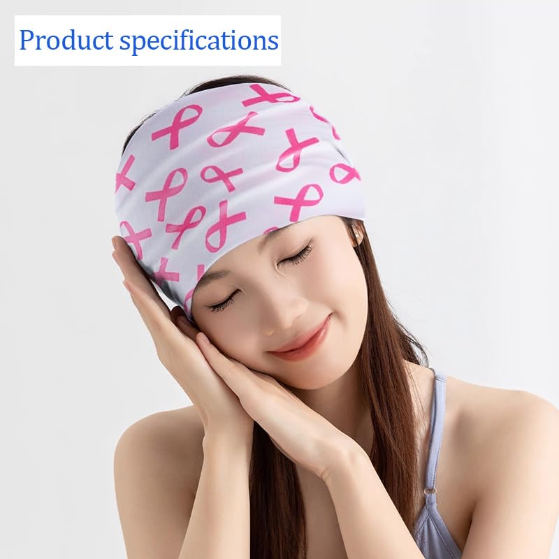 Breast Cancer Awareness Knotted Headband Set of 2 Pink Ribbon Sweatband