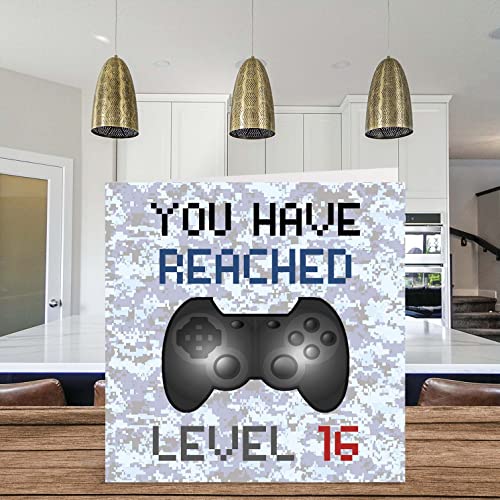 Gamer Birthday Card - You Have Reached Level 16 | Fun Video Game Design