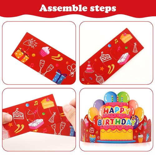 30 Pack Colorful Birthday Crowns for Kids - Party Hats