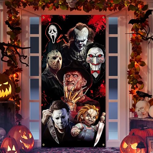 Halloween Horror Movie Door Cover Banner - Spooky Indoor & Outdoor Decor