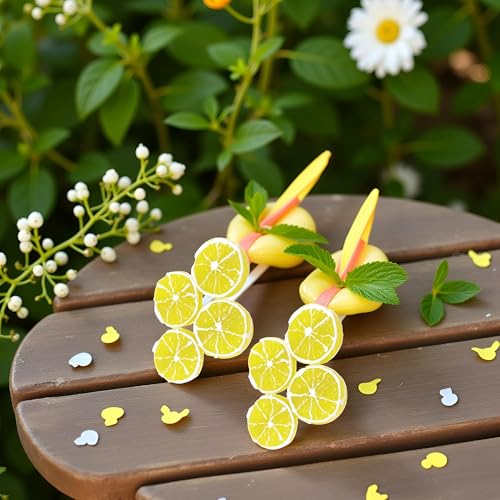 BWESOO 4Pcs Double Lemon Slice Hair Clips Duckbill Fruit Barrettes