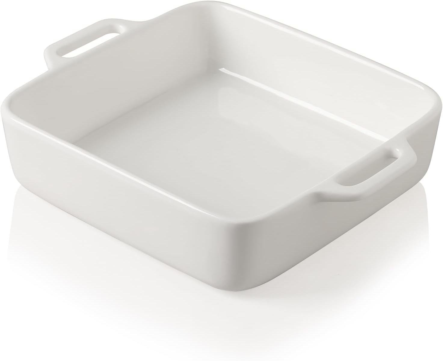 Sweejar 8x8 Baking Pan - Ceramic Casserole Dish with Double Handles | 2 QT Square for Brownies & Lasagna