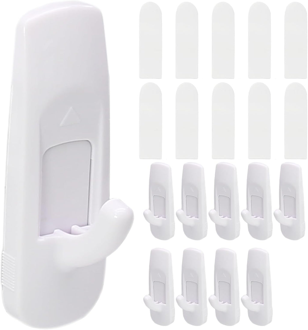 Skiennix Large Utility Hooks - 10 Pack Heavy Duty Adhesive Wall Hooks | Damage-Free Hanging, 4 lb Capacity