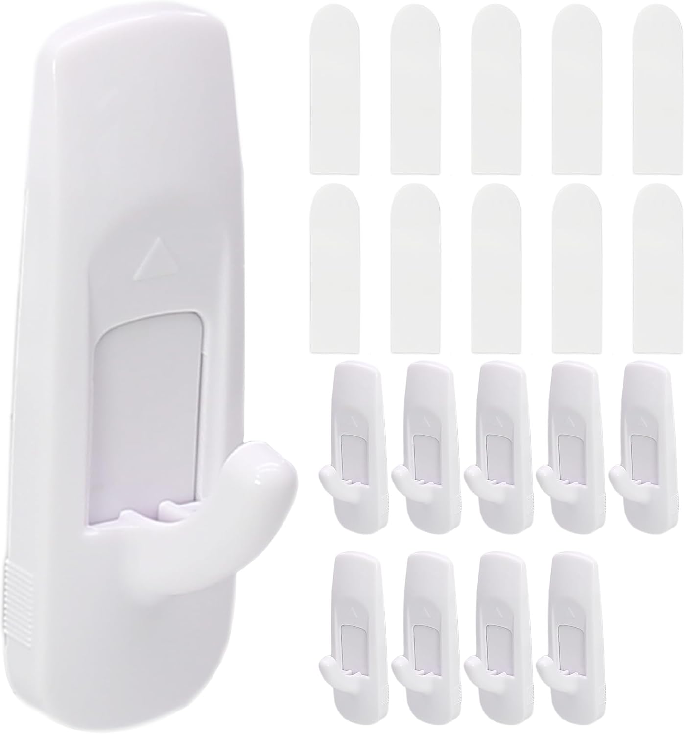 Skiennix Large Utility Hooks - 10 Pack Heavy Duty Adhesive Wall Hooks | Damage-Free Hanging, 4 lb Capacity