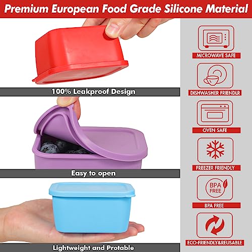 KOLUTI 3-Pack Silicone Snack Containers - 6 Oz, Leak-Proof & BPA Free