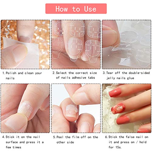 Wobe Nail Adhesive Tabs Jelly Glue Sticker for Press On Nails 600pcs