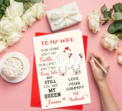 Romantic Anniversary Card for Wife - Elegant Greeting Card