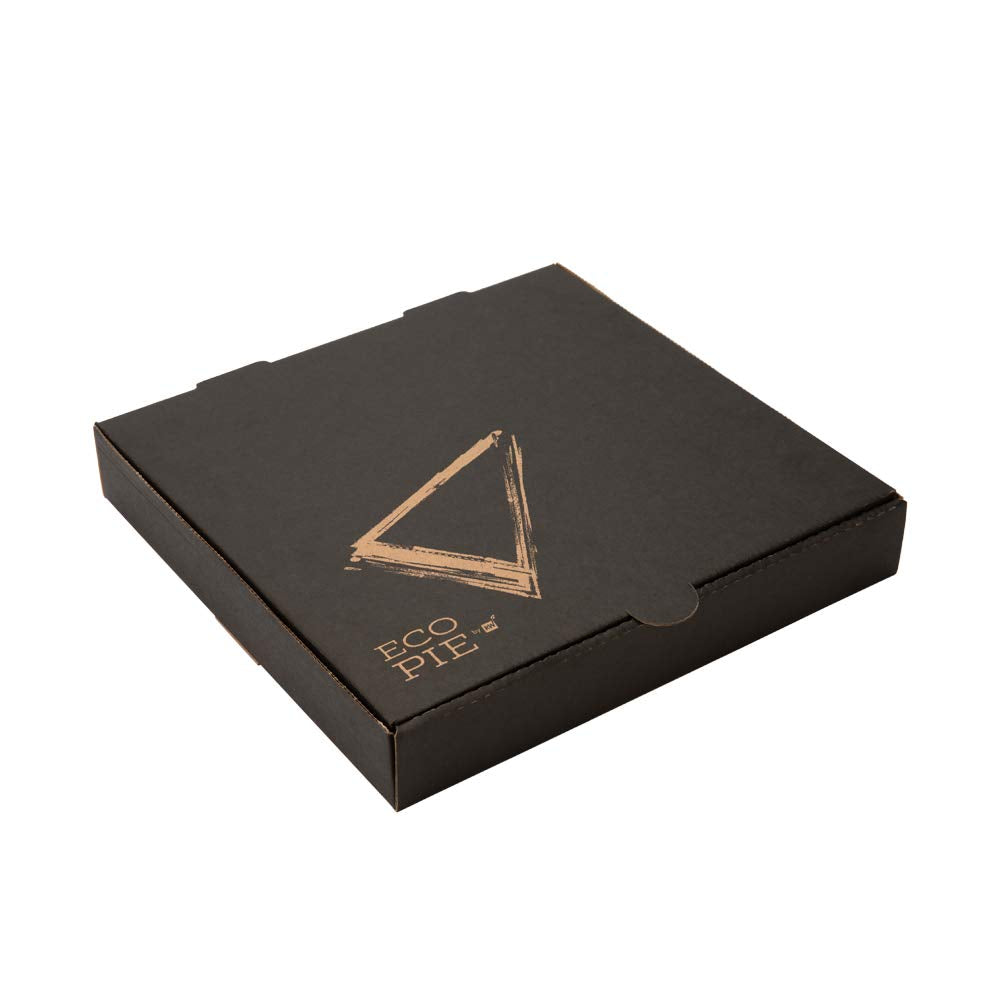 Restaurantware Eco Pie 14.5 Inch x 1.6 Inch Pizza Boxes 50 Corrugated Pizza Delivery Boxes - Repurpose As Plates Sturdy Kraft And Black Paper Take Out Boxes Greaseproof Disposable