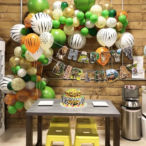 Safari Animals Happy Birthday Banner Wild Jungle Party Decorations