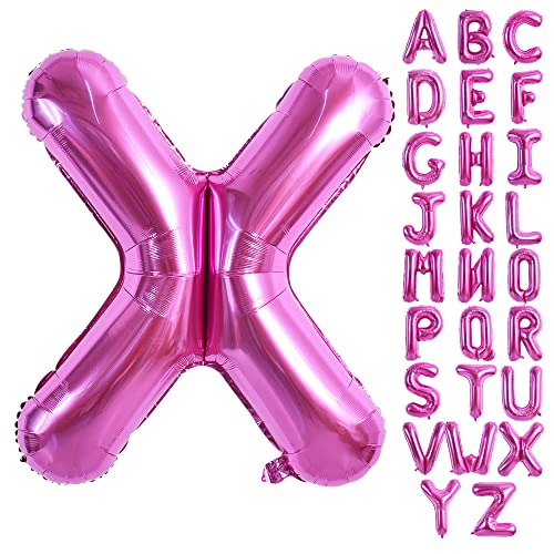 40 Inch Rose Red Letter X Balloon - Hot Pink Foil Decoration