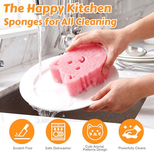 ACoco 12 Pcs Temperature Sensitive Dual-Sided Dog Scrub Sponges Non-Scratch