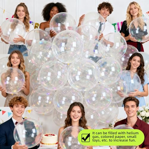 24 Inch Clear Bubble Balloons Pack of 25 - DIY Transparent Party Decorations