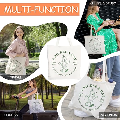Pickle Tote Bag for Women - Sturdy Canvas Farmers Market Bag