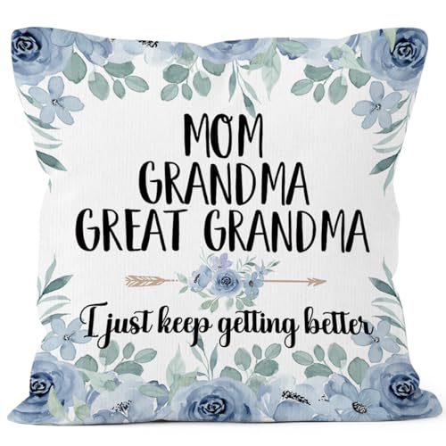 Great Grandma-2 Floral Throw Pillow Cover 18x18 - Family Gift Decor