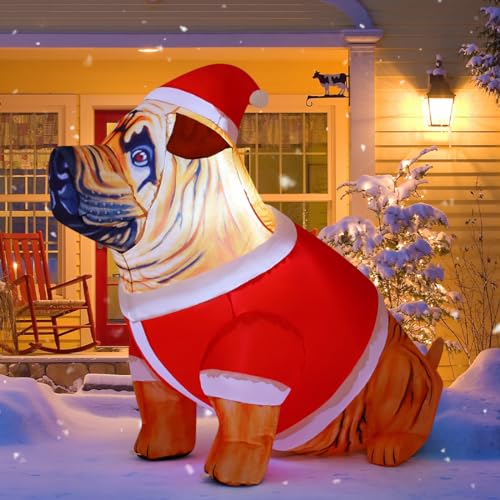 4ft Christmas Inflatable Dog Yard Decoration with LED Lights Outdoor Holiday Decor