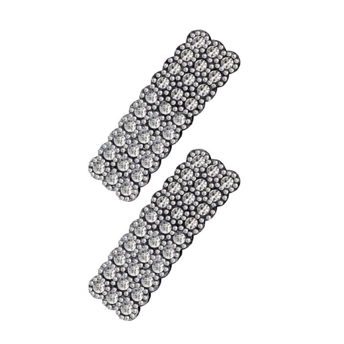 ZLmoue Silver Rhinestone Snap Hair Clips Rectangular Barrettes 2 Pcs