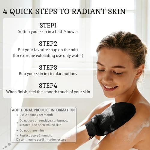 YOLCAR 2-Pack Exfoliating Gloves – Black Viscose Fiber Body Scrubber